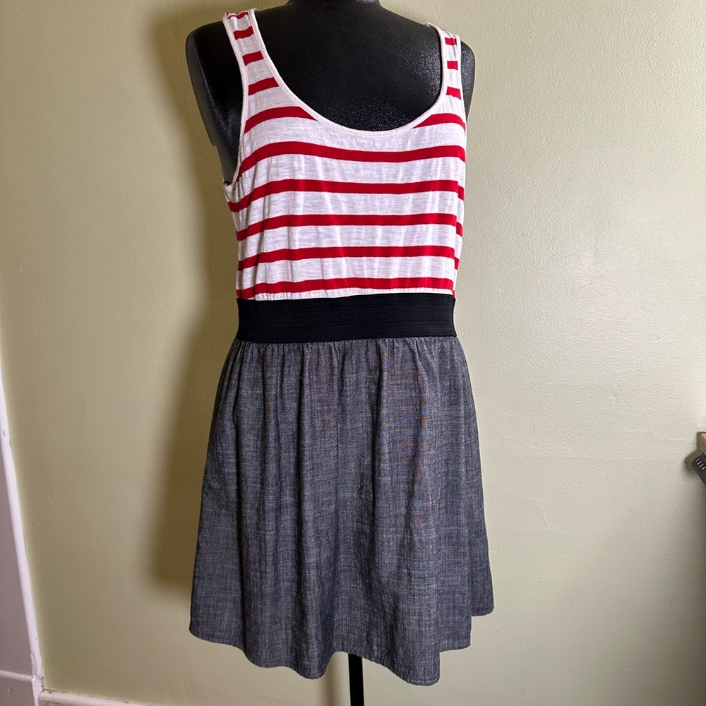 Forever 21 Mini Dress Red Stripes Elastic Waist